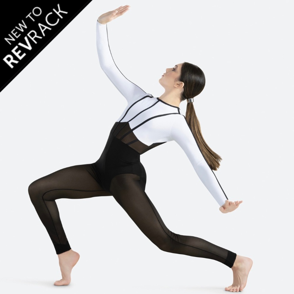 Revolution Black & White Caged Open Back Dance Costume